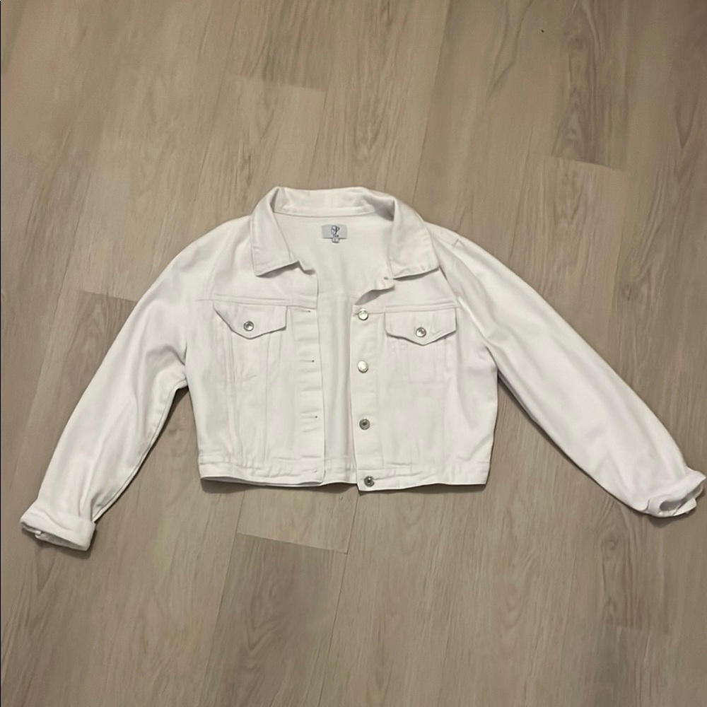 White Cropped Denim Jacket